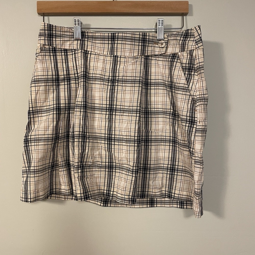 Lole Golf Skirt Skort Plaid Undershorts Stretch Athletic Sz 8 UPF 50 Travel